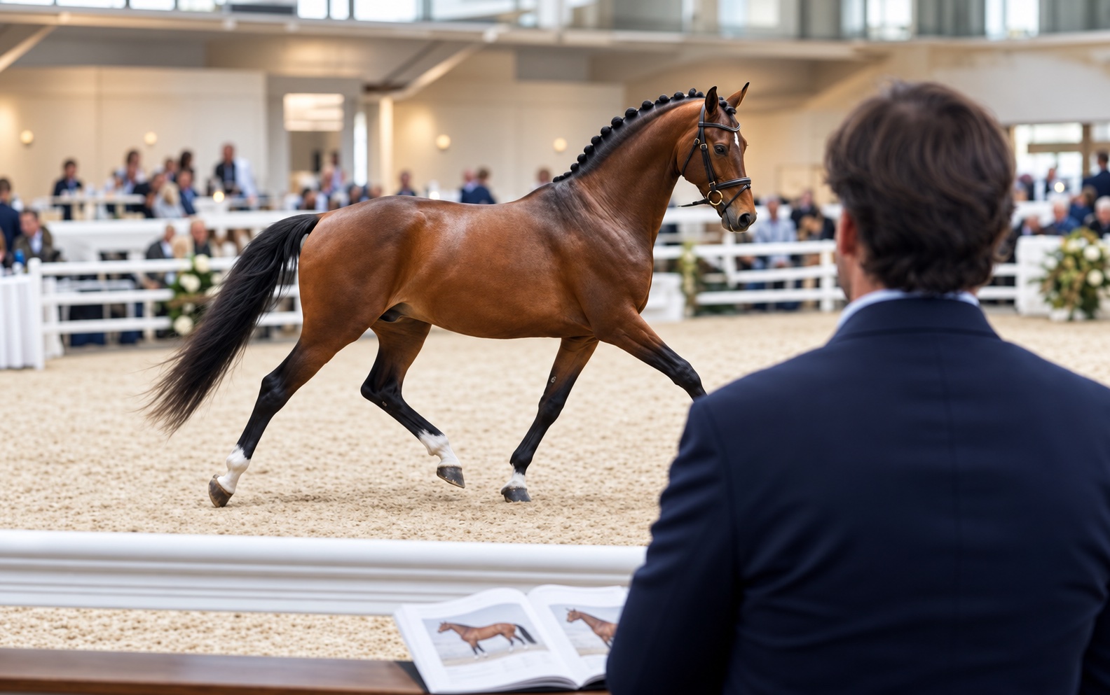 Presentación de un caballo en una pista ecuestre